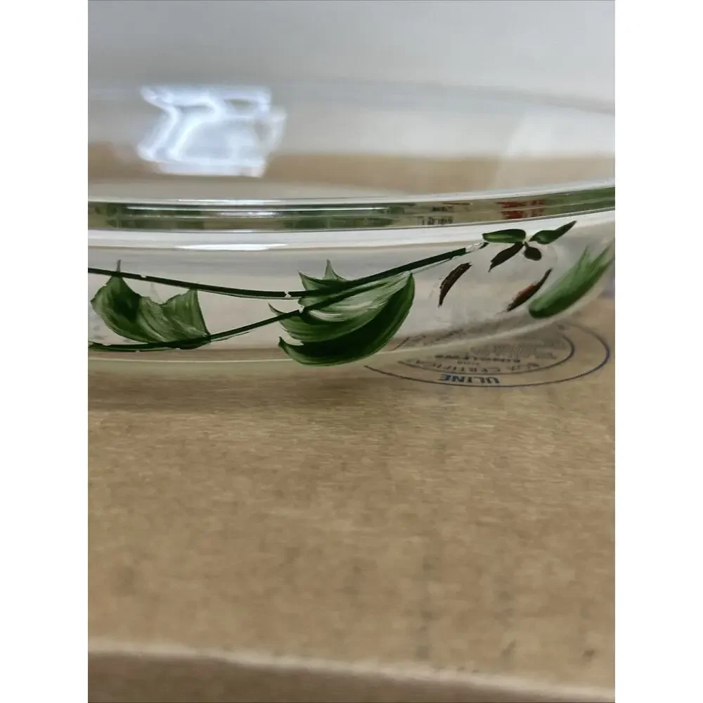 Pyrex 9” Glass Pie Pan Apple Decoration Embellishments GREAT COND